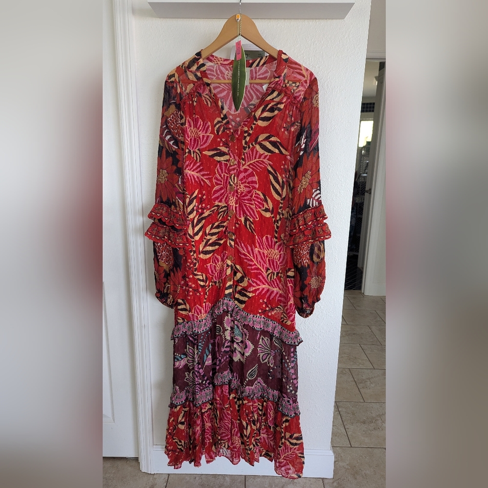Farm Rio Mixed Floral Maxi Dress Sold At Anthro Women's Small NWOT